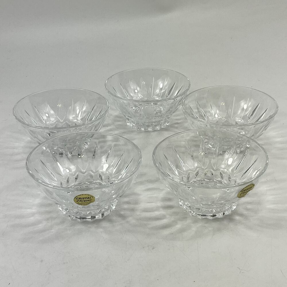 Cristal d'Arques Dessert Bowls Set of 5 Vintage 24% Lead Crystal Fruit Nappy